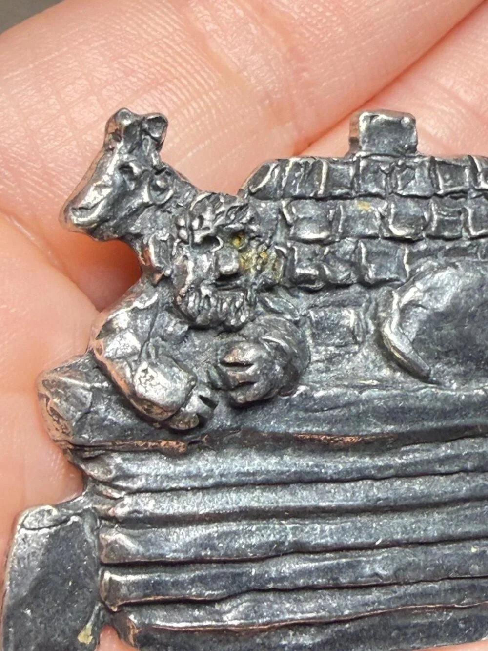 Sheridan Vintage Noahs Ark Brooch Animals Pewter Silver Tone 2”